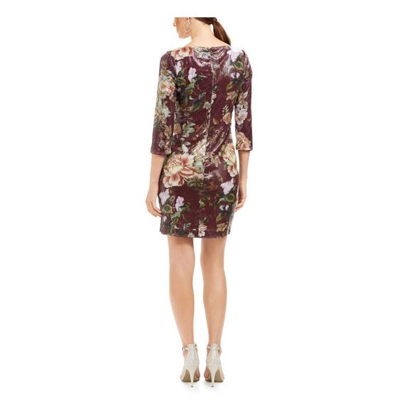 New. Vince Camuto burgundy sequin floral dress. Retails $148. Size 6 - Picture 7 of 12